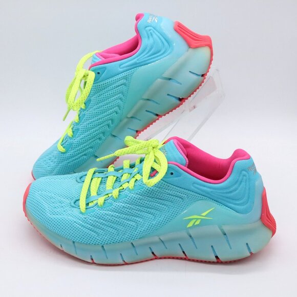 Reebok ZIG KINETICA Womens Size 3 Neon Blue/Pink FW7153 Lace Up Casual Shoes - Picture 1 of 11